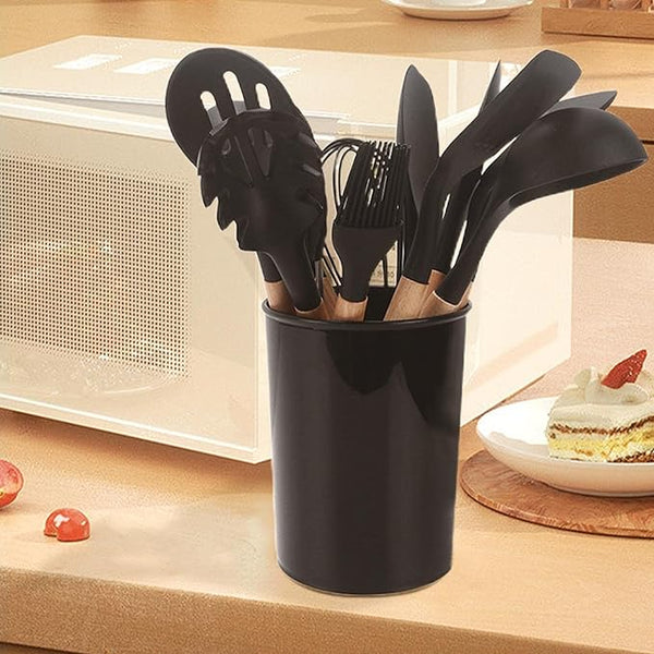 12 Pcs Silicone Kitchen Utensils Set – Heat Resistant Cooking Tools with Holder, BPA-Free Non-Stick Spatula
