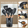 12 Pcs Silicone Kitchen Utensils Set – Heat Resistant Cooking Tools with Holder, BPA-Free Non-Stick Spatula