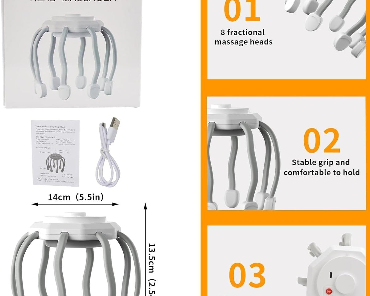 Hair Scalp Massager with 8 Vibrating Contacts