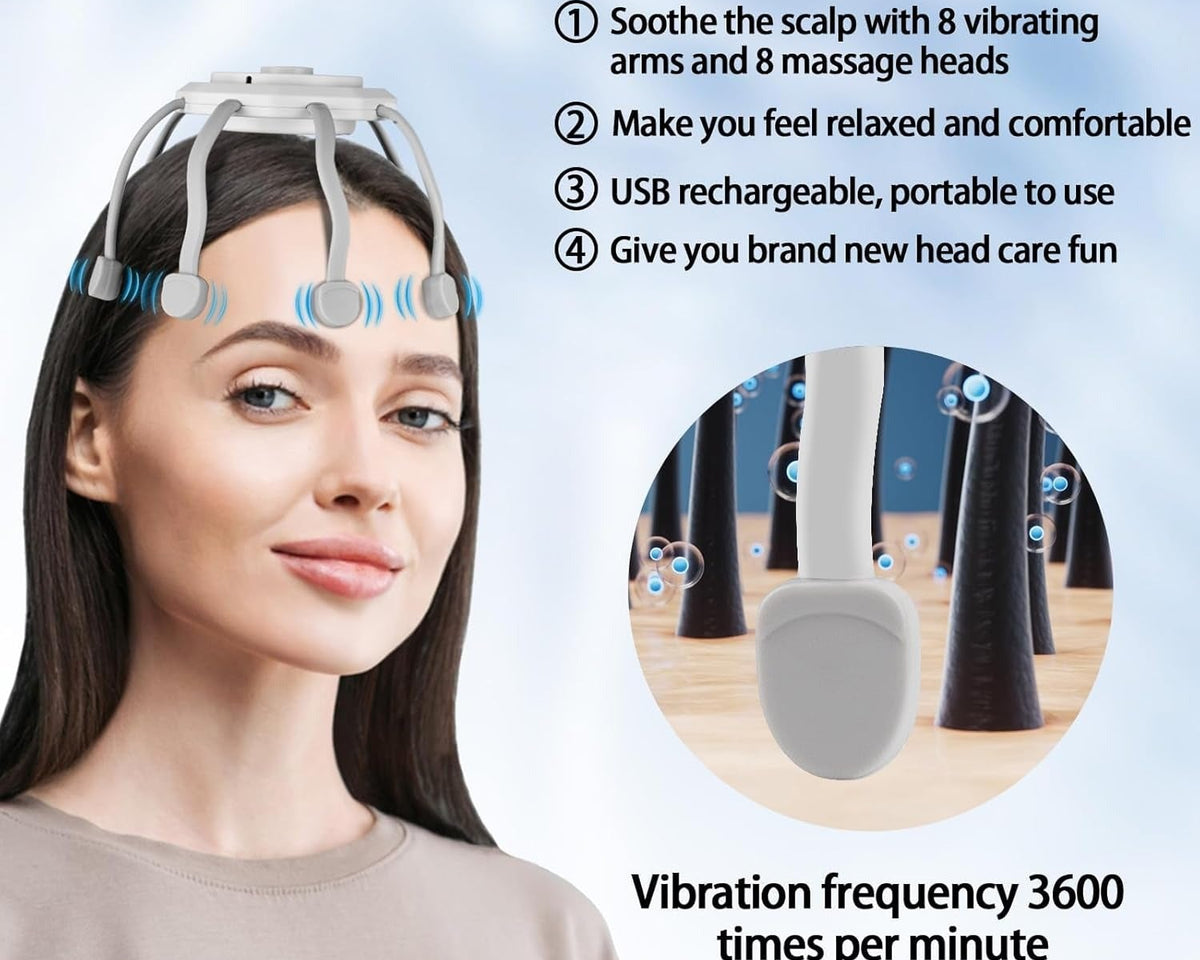 Hair Scalp Massager with 8 Vibrating Contacts