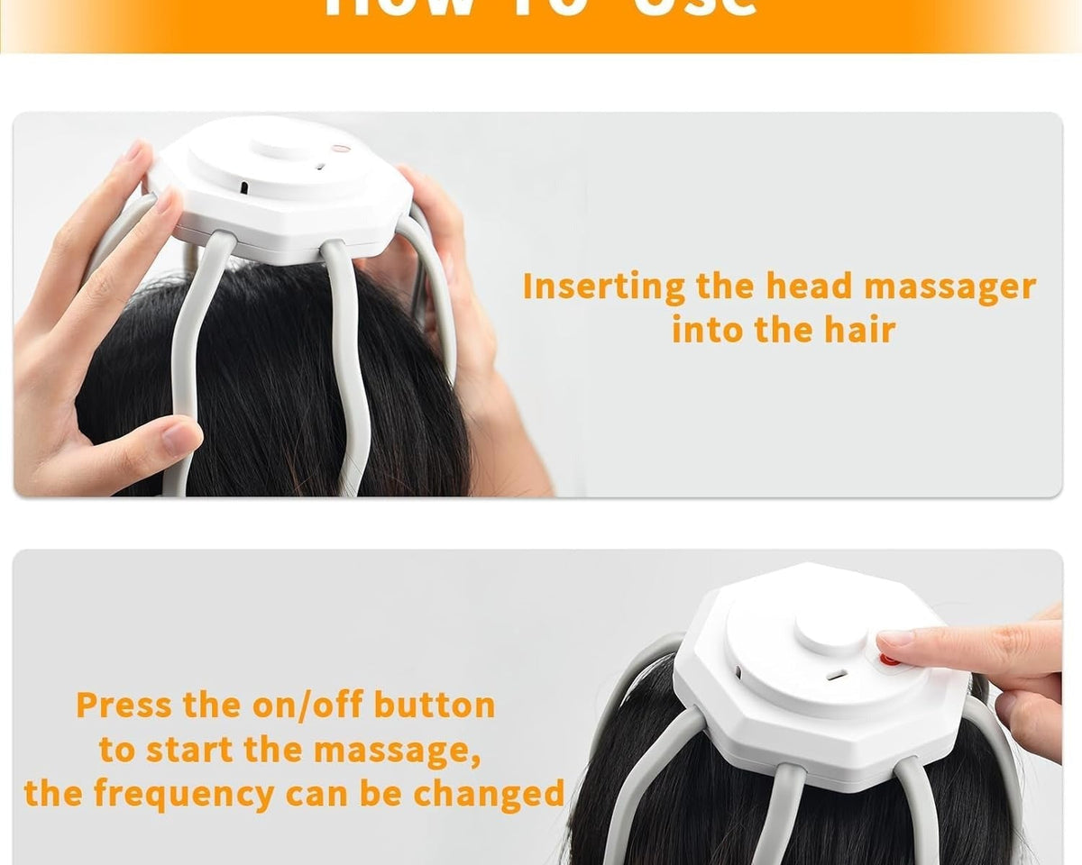 Hair Scalp Massager with 8 Vibrating Contacts